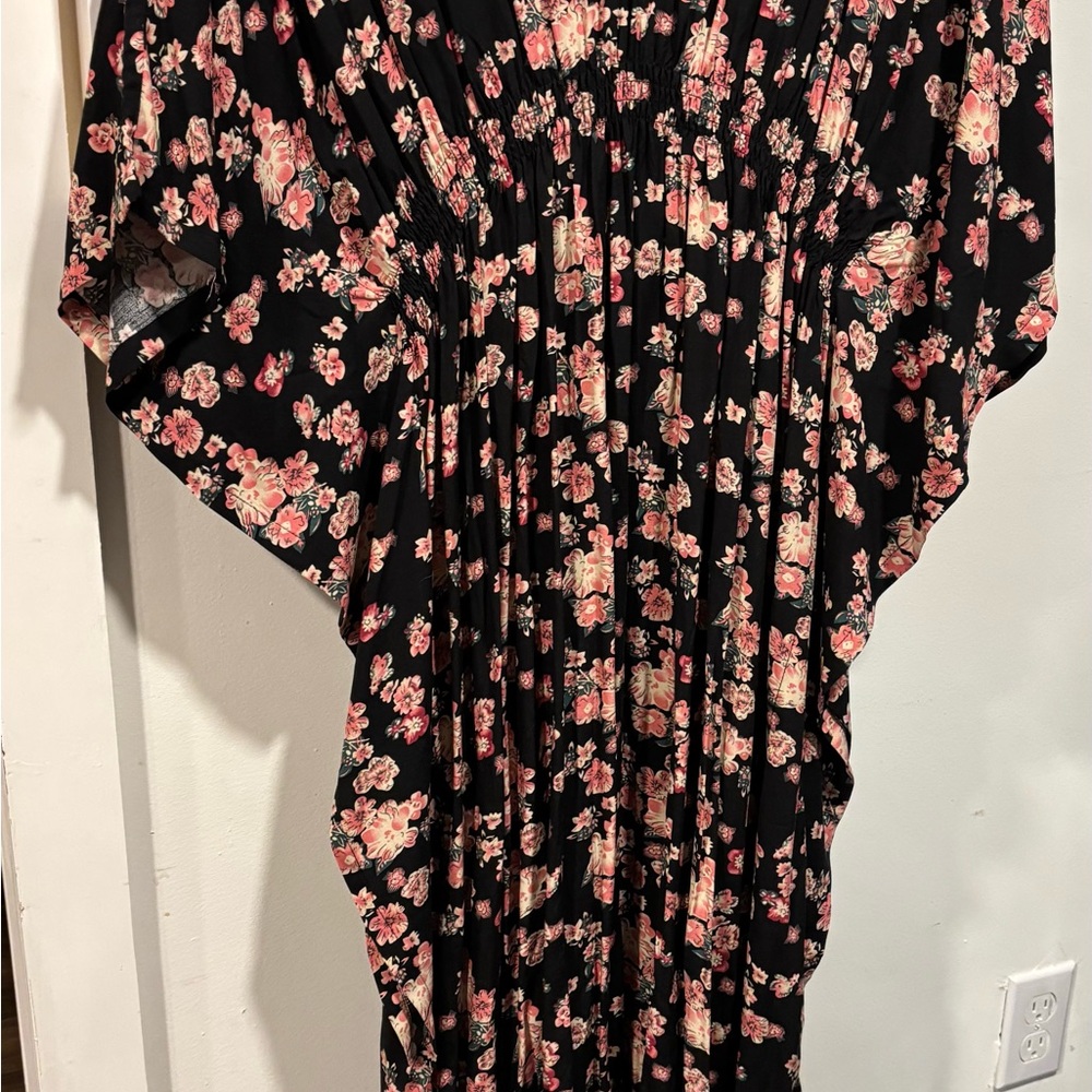 Natural Life Black Dress with Pink Floral Design